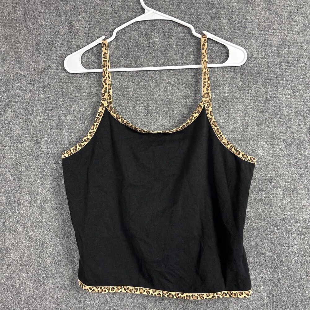 Apostrophe Petite Top Blouse  Womens Size PXL Crop Tank Leopard Y2K